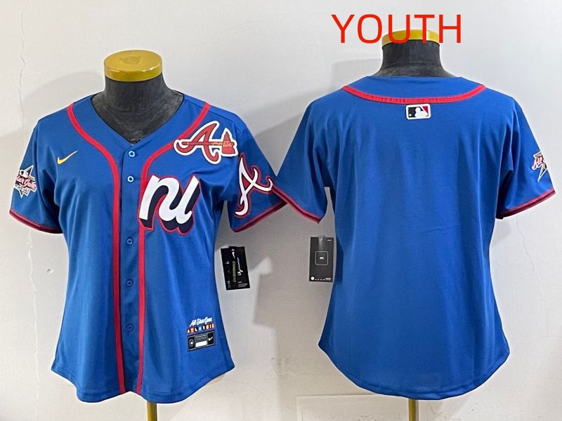 Youth 2025 Atlanta Braves Blank Blue All star Nike MLB Jersey style 02